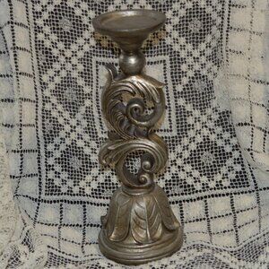 Kingsbury Home Tall Candle Holder Metallic Pewter Color